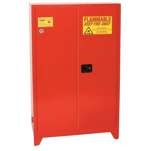 Paint Safety Cabinet, 60 Gallon, 5 Shelves, 2 Doors, Manual Close, Tower™, Red - PI47XLEGS