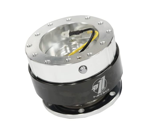NRG Innovations 6-Holes Gen 1.5 Racing Steering Wheel Quick Release Adapter With Mounting Bolts, Black Ring, NRG-SRK-100BC