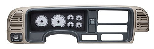 Dakota Digital VHX-95C-PU-S-W Full Size Chevy GM 95-98 Pickup Truck Analog Gauge Kit Silver Alloy White