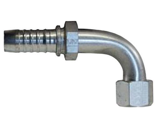 GlobalSpiral Couplings Gates 6GS-8FJX90M, Female JIC 37° Flare Swivel, Zinc Plated Carbon Steel, 3.58", 90° Bent Tube, 3/8" ID