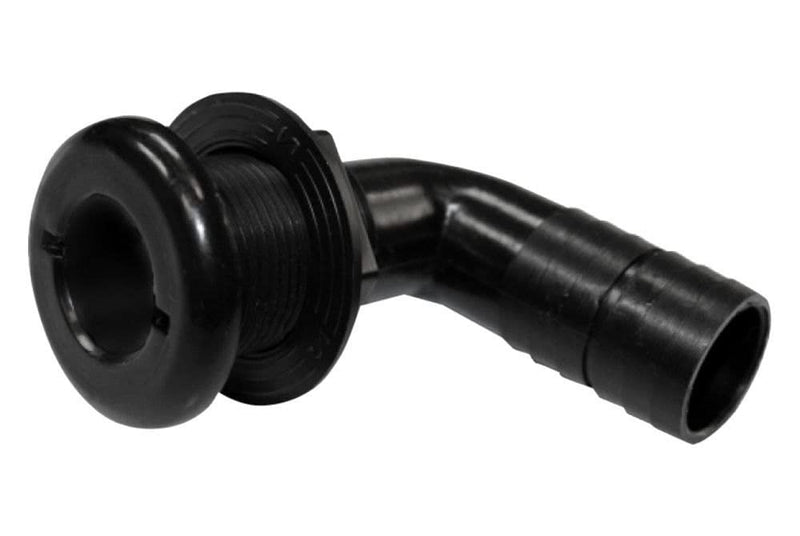 90 Degree Thru-Hull Fitting T-H Marine | 1-1/8 Inch Plastic Marine Fitting for Reliable Hose Connection - UV Stabilized White Fitting, Ideal for Boat Plumbing Upgrades