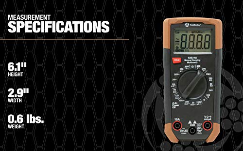 Multimeter Southwire Manual Range - 7 Functions & 19 Ranges - Double-Molded Rugged Housing - Battery Test - CAT III 300V Safety Rating