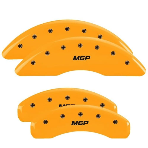 MGP Yellow Powder Coat Finish Caliper Covers 25148SMGPYL, Black Characters, Set of 4