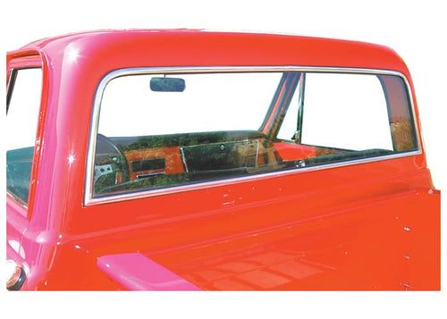 6772 Brothers Trucks Rear Window Trim Set - Large Window -Stainless - 6-Pieces