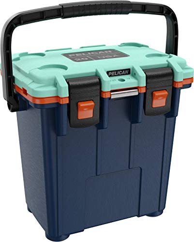 Pelican Elite Cooler 20QT (Pacific Blue/Seafoam/Orange) | 15 Can or 4 Wine Bottle Capacity with Ice | 2 Day Ice Retention | Guaranteed for Life