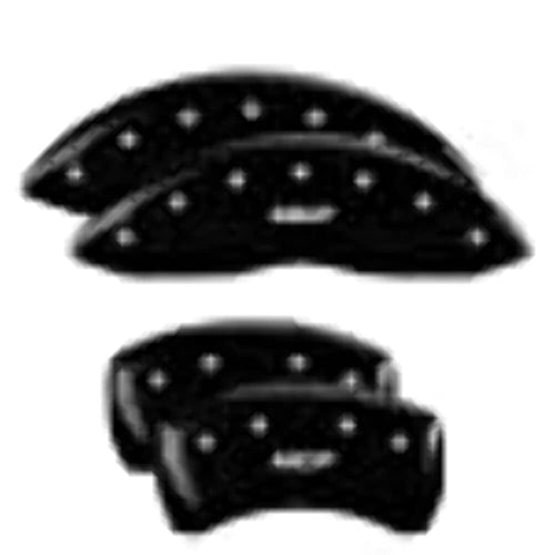 MGP 49014SMGPBK Caliper Covers Black Powder Coat Finish, Silver Characters, Set of 4