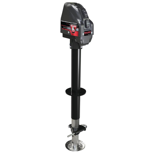 500199 Bulldog Powered Drive A-Frame Electric Trailer Jack for Boat Trailers, 4,000 lbs. Capacity, Power Tongue Jack with Spring Loaded Pull Pin for 22 Inches of Total Travel, 3 Onboard LED Lights