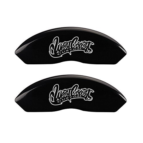 MGP Caliper Covers 'West Coast Customs Baseball' Logo Engraved Black Powder Coat Finish 13012SWCWBK Front Caliper Cover, (Set of 4)