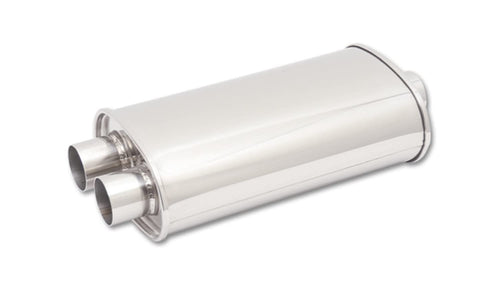 Muffler Vibrant, Streetpower, 3 in Center Inlet, Dual 3 in Outlets, 15 x 5 x 9 in Oval Body, 20 in Long, Stainless, Polished, Universal, Each