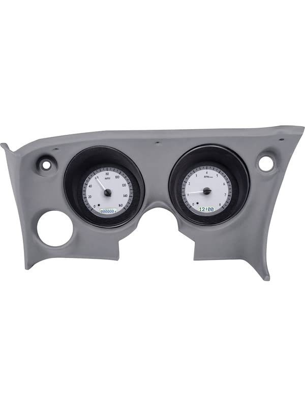 VHX-68C-VET-S-W Dakota Digital Compatible with 1968-77 Chevy Corvette Analog Dash Gauge System with Digital Clock Silver Alloy White