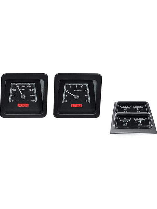 69 Chevy Camaro Dakota Digital with Console Gauges Analog Dash Black Alloy Red VHX-69C-CAC-K-R