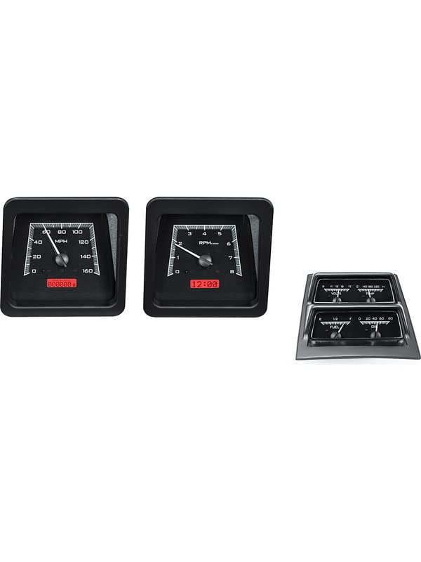 69 Chevy Camaro Dakota Digital with Console Gauges Analog Dash Black Alloy Red VHX-69C-CAC-K-R