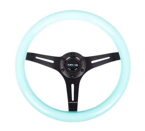 NRG Innovations Classic Wood Grain NRG-ST-015BK-MF Steering Wheel, 350mm 25mm Depp, 3 Black Spokes-Minty Fresh Color, Mahogany