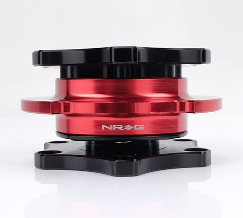 NRG Innovations Steering Wheel NRG-SRK-R200BK-RD Quick Release Adapter Black Shinny Body/Red Shinny Ring SFI SPEC 42.1, 6x70mm Bolt Pattern