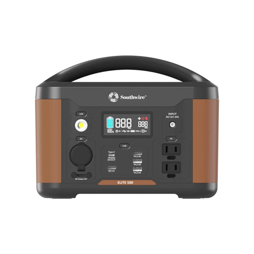 500 Series Southwire Elite, 515Wh Backup Lithium Battery, 120V/500W Pure Sine Wave AC Outlet, Solar Generator (Solar Panel Not Included) for Home Backup Power, Emergency Power, Camping and more