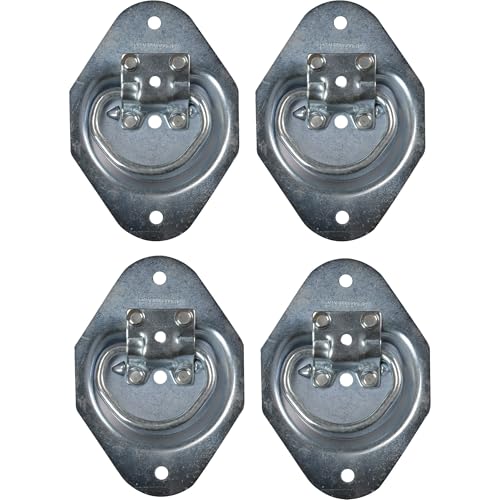 Bolt On Light Duty Recessed Mount D-Ring, 1/4" Diameter, 2" x 1 1/4" 1,500 lb 4 Pk