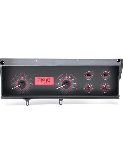 Dakota Digital VHX-70C-MAL-C-R Analog Dash Gauge System Compatible with 1970-72 Chevy Malibu Carbon Fiber Style Blue Backlighting