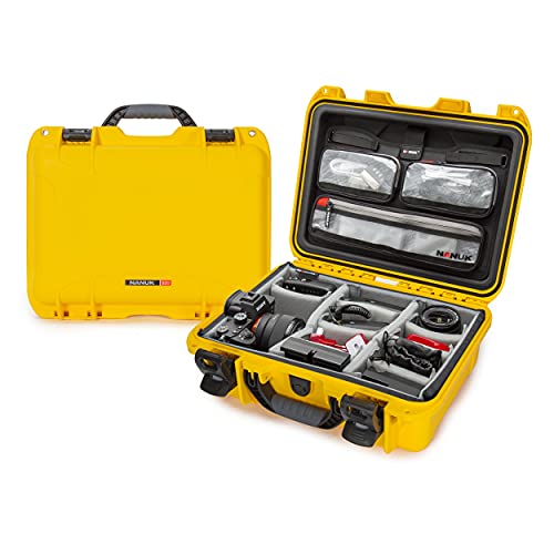 Waterproof Nanuk 920 Hard Case with Lid Organizer and Padded Divider - Yellow