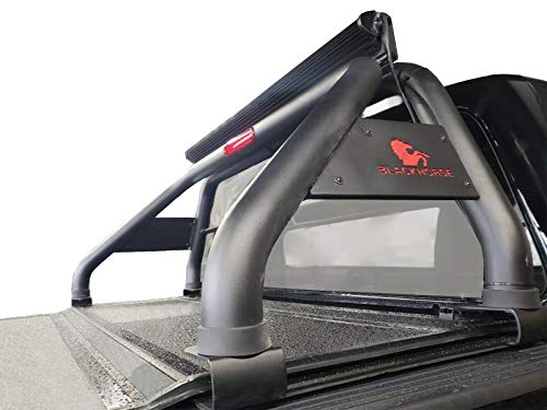 Black Off Road Horse Bracket Black Compatible with 2015-2021 Chevrolet Silverado 1500|2015-2021 Chevrolet Silverado 2500 HD|Chevrolet Silverado 3500 HD|2015-2021 GMC Sierra 1500/2500/3500 HD-RBB-GM