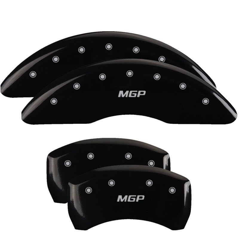MGP 41115SMGPBK Caliper Covers Black Powder Coat Finish, Silver Characters, Set of 4