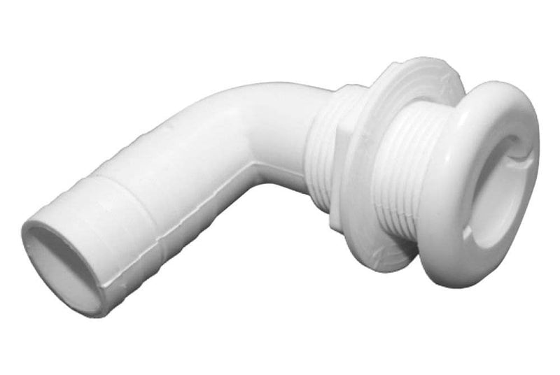90 Degree Thru-Hull Fitting T-H Marine | 1-1/8 Inch Plastic Marine Fitting for Reliable Hose Connection - UV Stabilized White Fitting, Ideal for Boat Plumbing Upgrades