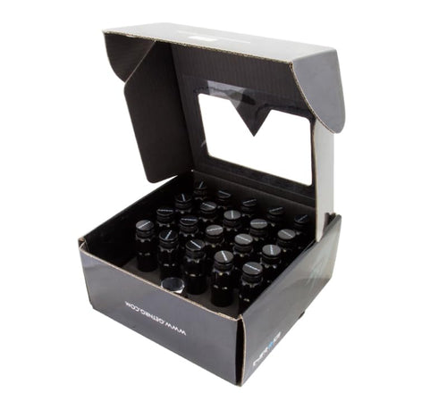 700 Series NRG M12 X 1.5 Steel Lug Nut w/Dust Cap Cover Set 21 Pc w/Locks & Lock Socket - Black