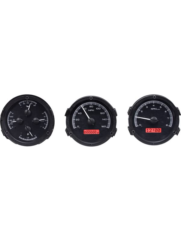 Dakota Digital VHX-68O-CUT-K-R Analog Gauge System Compatible with 1968 Oldsmobile Cutlass, F-85 and 444 Black Alloy Red Backlighting