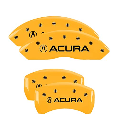 Brake Caliper Covers MGP - Compatible with 2019-2025 Acura RDX (Requires 18"+ Wheels) Powder-Coated Finish, 4 PCS Front and Rear (Yellow - Acura Engraving)