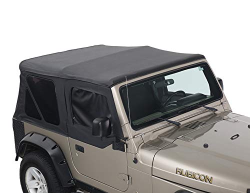 4WD King Premium Replacement Soft Top With Tinted Upper Doors - Black Diamond With Tinted Windows - Jeep Wrangler TJ 1997-2006