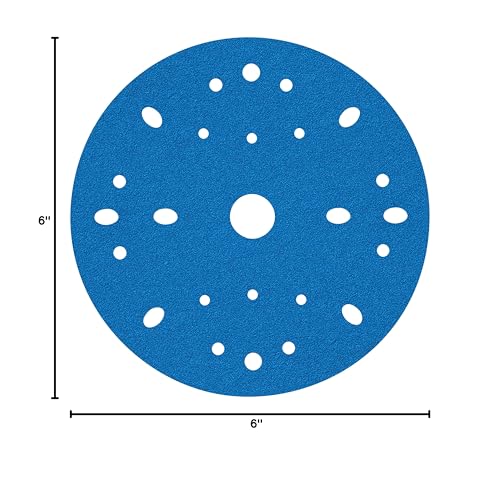 3M Hookit AMAPR Blue Abrasive Disc Multi-Hole, 36170, 6 in, 40 Grade, 50 Discs per Carton