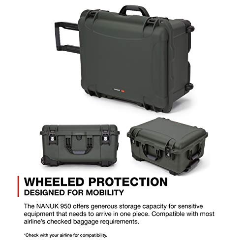 Olive NANUK 950 Waterproof Hard Case with Wheels Empty