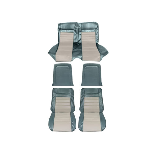 66 Pony Upholstery Scott Drake - Aqua/White (66CP-P-FULL-AQ)