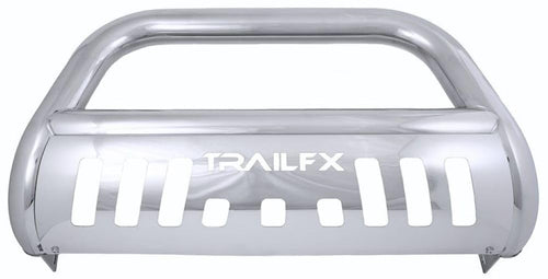 Bull Bar TrailFX B0044S with Skid Plate for Toyota Tundra 2022-2025 3 Inch Diameter Polished Stainless Steel Frame Mount, Holes for Optional Lighting TrailFX B0044S