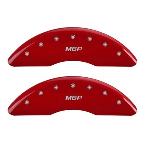SET OF 4 CALIPER COVERS, FRONT AND REAR ENGRAVED: MGP, RED POWDER COAT FINISH, S