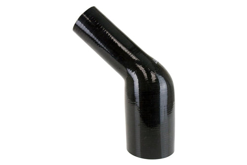 HPS Silicone High Temperature HTSER45-200-300-BLK 4-ply Reinforced 45 degree Elbow Reducer Coupler Hose, 55 PSI Maximum Pressure, 4" Leg Length on each side, 2" > 3" ID, Black