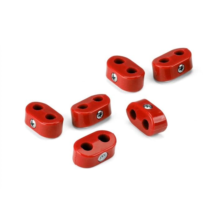 Double Place T-CLAMP, 3/16"-3/16", 6 Pieces, RED