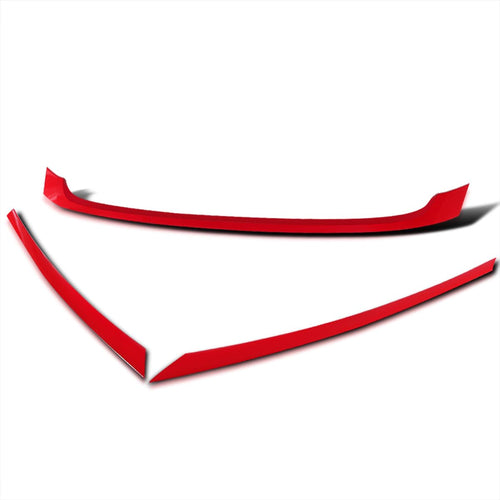 JDM Spec-D Tuning Red Front Grille Trim Cover Garnish 3PC Compatible with 2016-2018 Honda Civic FK8