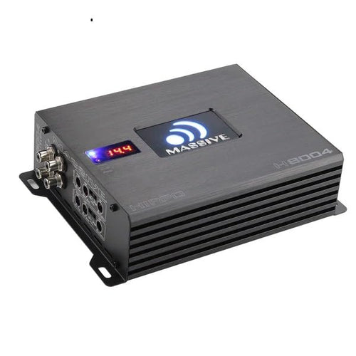 125 Watts RMS x 4 @ 4 Ohm Massive Audio H8004 4 Channel Hippo Series High Performance Amplifier