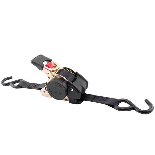 Pro Series Erickson 1in x 6ft Black Retractable Ratcheting Tie-Down Straps, 1500 lb Load Capacity, Pack of 2