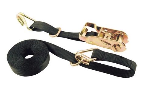 1" x 15' Erickson Ratcheting Tie-Down Strap with Double J-Hooks and Floating D Ring, 3000 lb Load Capacity