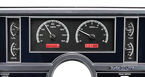 Dakota Digital VHX Analog Gauge System VHX-84B-REG-K-R Compatible with Buick 1984-87 Regal and Grand National Black Alloy Red Backlighting