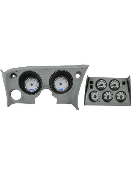 Dakota Digital 68-77 Chevy Corvette Analog Clock Dash Gauge System Silver Alloy Blue VHX-68C-VTA-S-B