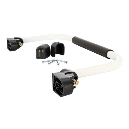 Camco RV Fold-Away Grab Handle - Secure Hold for Entering & Exiting - Measures 18-in, for Smaller Trailers & RVs - Installs Easily Beside RV Door, Hardware Included - White (42198)