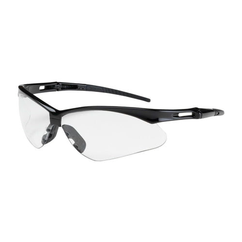 Protective Industrial Products Semi-Rimless Anser Safety Glasses with Black Frame Clear Lens and Anti-Scratch and Anti-Fog Including Neck Cord