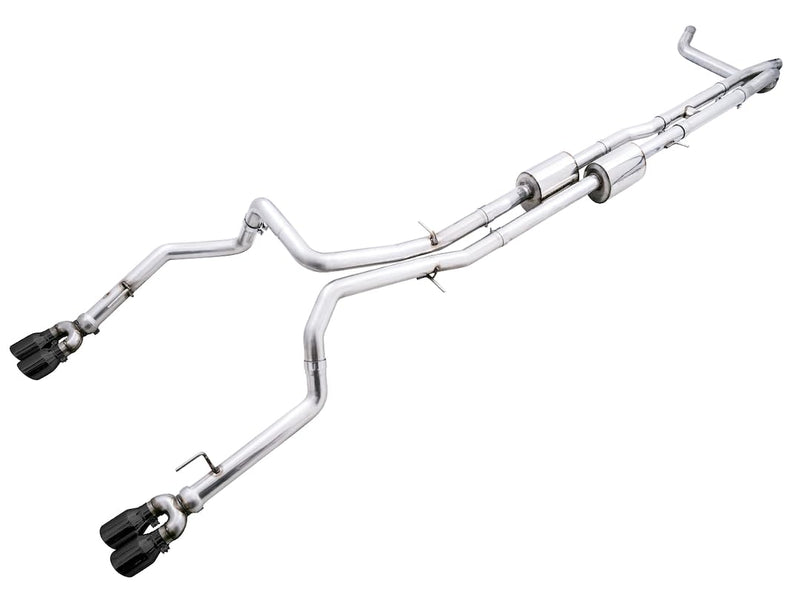 4th Gen AWE Tuning GM 1500 6.2L 0FG Catback Split Rear Exit (w/Bumper Cutouts) - Quad Diamond Tips - 3015-43204