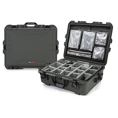 Waterproof Nanuk 945 Hard Case with Lid Organizer and Padded Divider - Olive