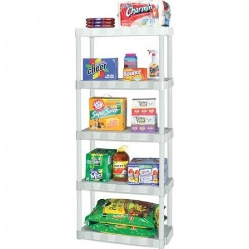 5-Shelf Plano Moulding Shelving Unit, White