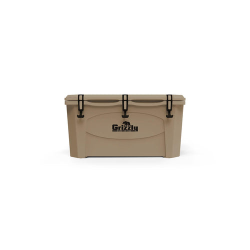 75 Cooler Grizzly | 75 qt Ice Chest Durable Rotomolded Insulated | Made in USA | Warranty for Life | For Beach Boat Camping Fishing Hunting | G75 | Tan