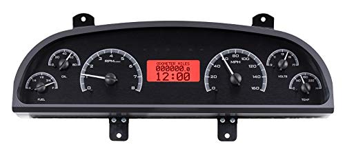 Dakota Digital VHX-94C-CAP-K-R Gauge Instrument System Compatible with 1994-96 Chevy Caprice/Impala SS Black Alloy Red Backlighting