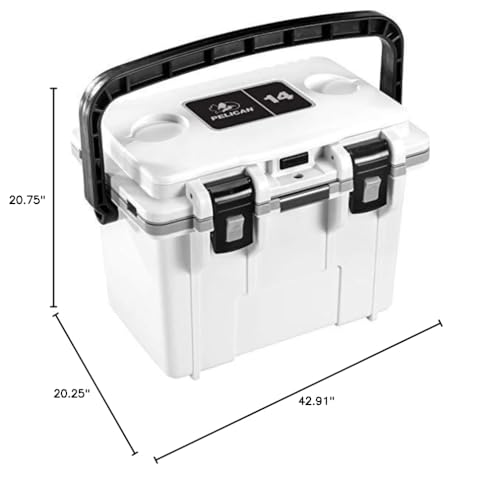 14 Quart Pelican Personal Lunch Box Cooler (White/Gray)